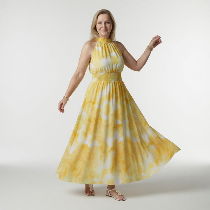 Sylin | Vestido Midi con Escote Halter Fruncido