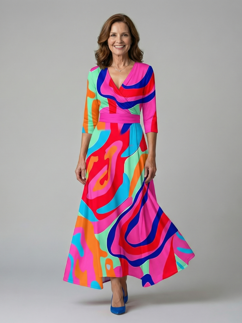 Celine | Vestido Midi Cruzado con Cuello
