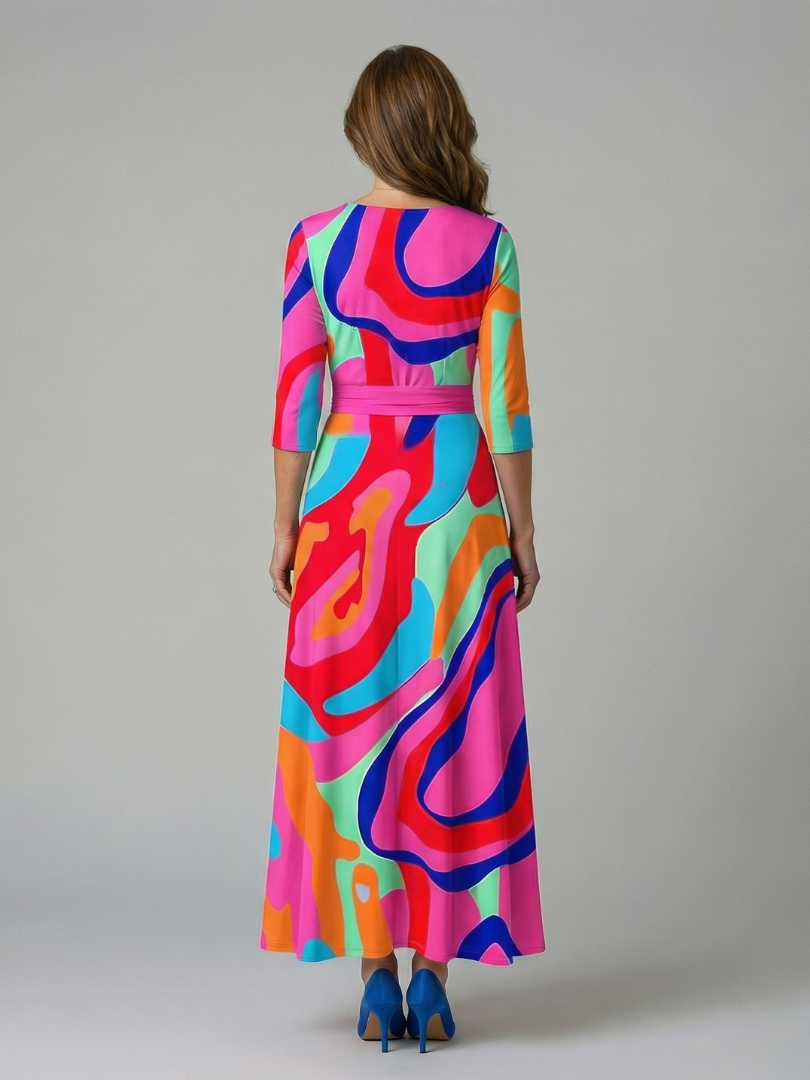 Celine | Vestido Midi Cruzado con Cuello