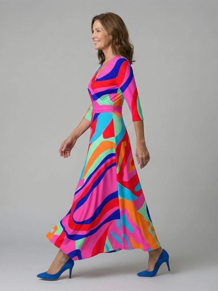 Celine | Vestido Midi Cruzado con Cuello