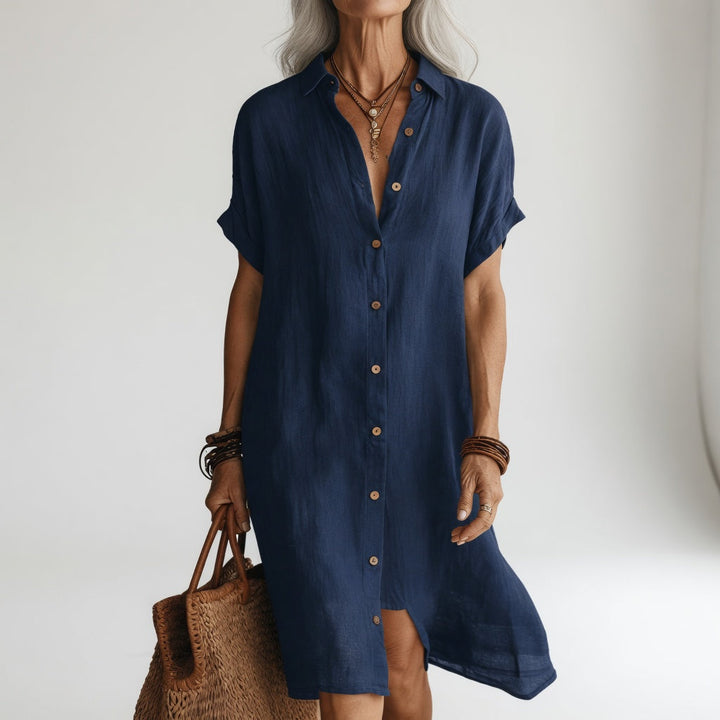 Timéa™ — Vestido camisero midi transpirable elegancia parisina