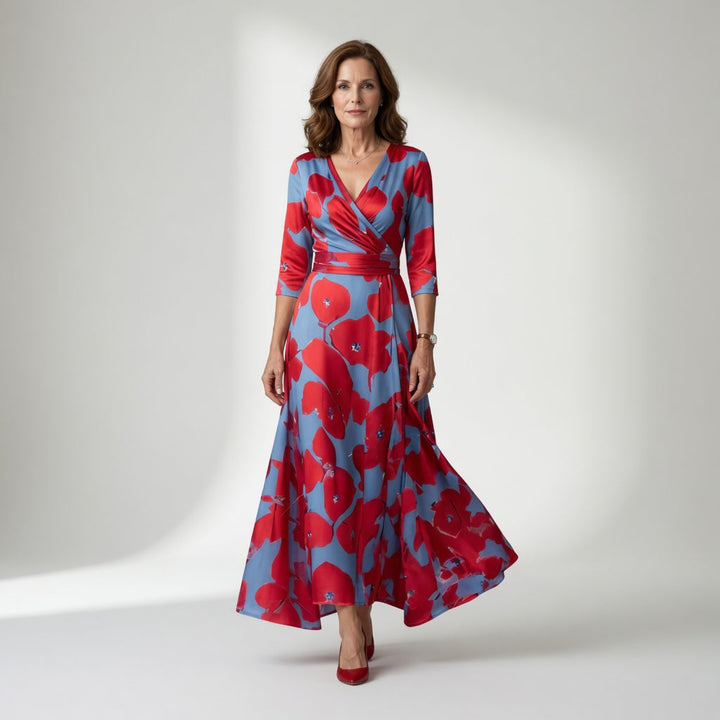 Celine | Vestido Midi Cruzado con Cuello