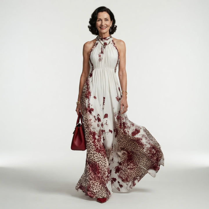 Orlune | Vestido Maxi Plisado Blanco