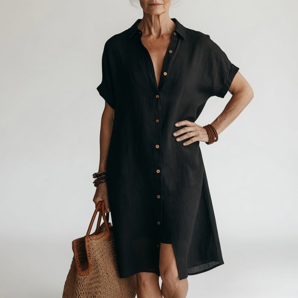 Timéa™ — Vestido camisero midi transpirable elegancia parisina
