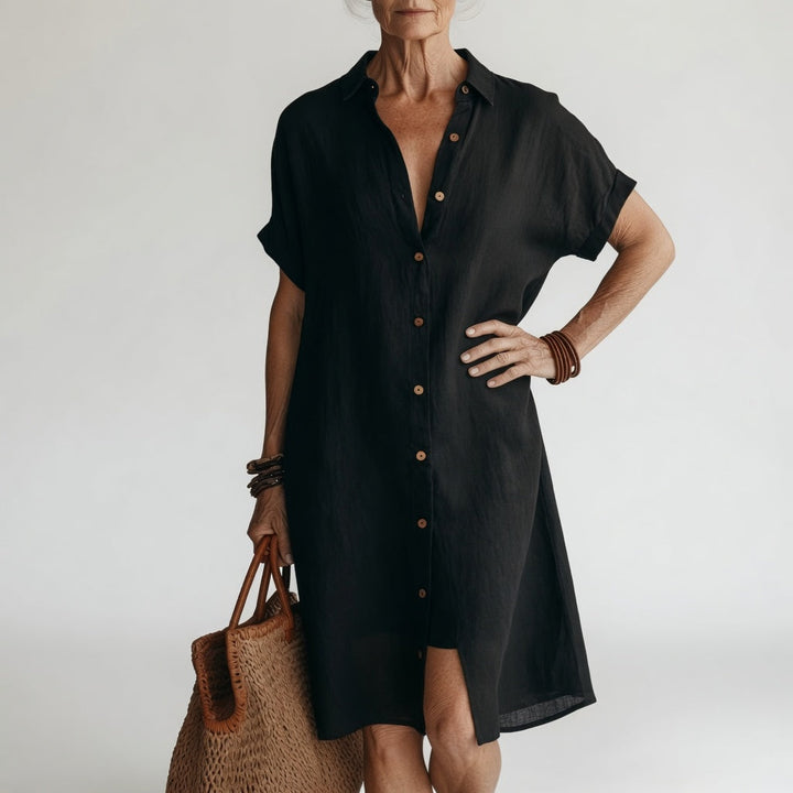 Timéa™ — Vestido camisero midi transpirable elegancia parisina