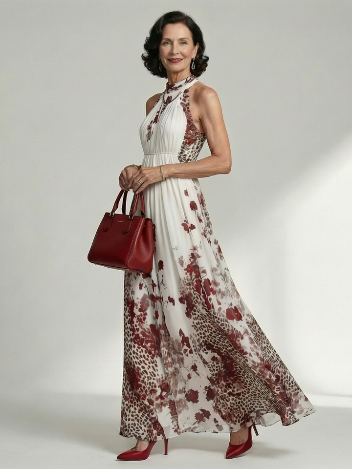 Orlune | Vestido Maxi Plisado Blanco