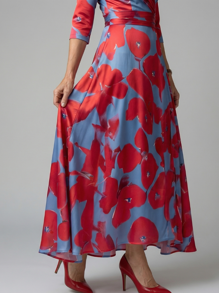 Celine | Vestido Midi Cruzado con Cuello