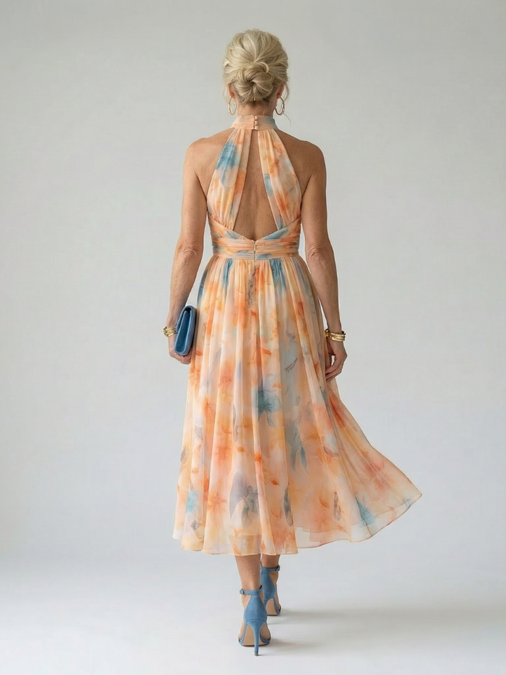 Elin | Vestido Midi con Cuello Halter Suave