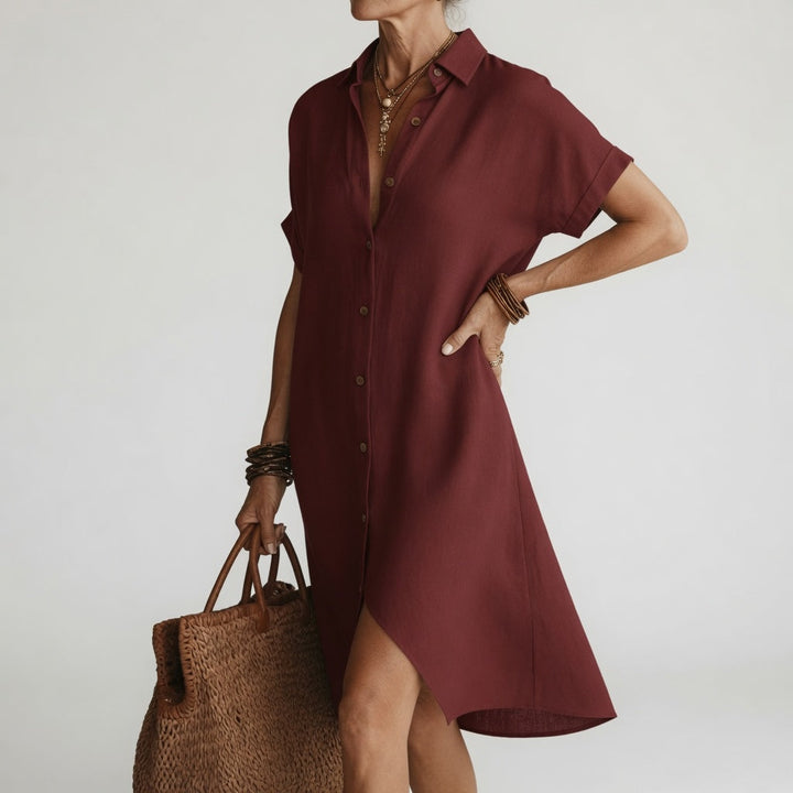 Timéa™ — Vestido camisero midi transpirable elegancia parisina