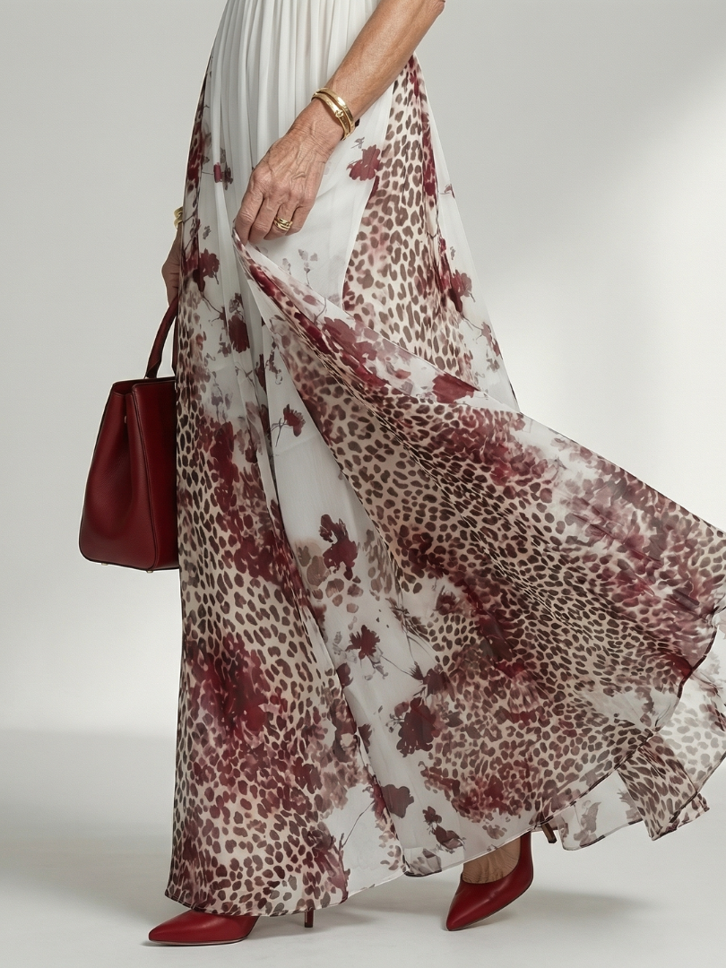 Orlune | Vestido Maxi Plisado Blanco
