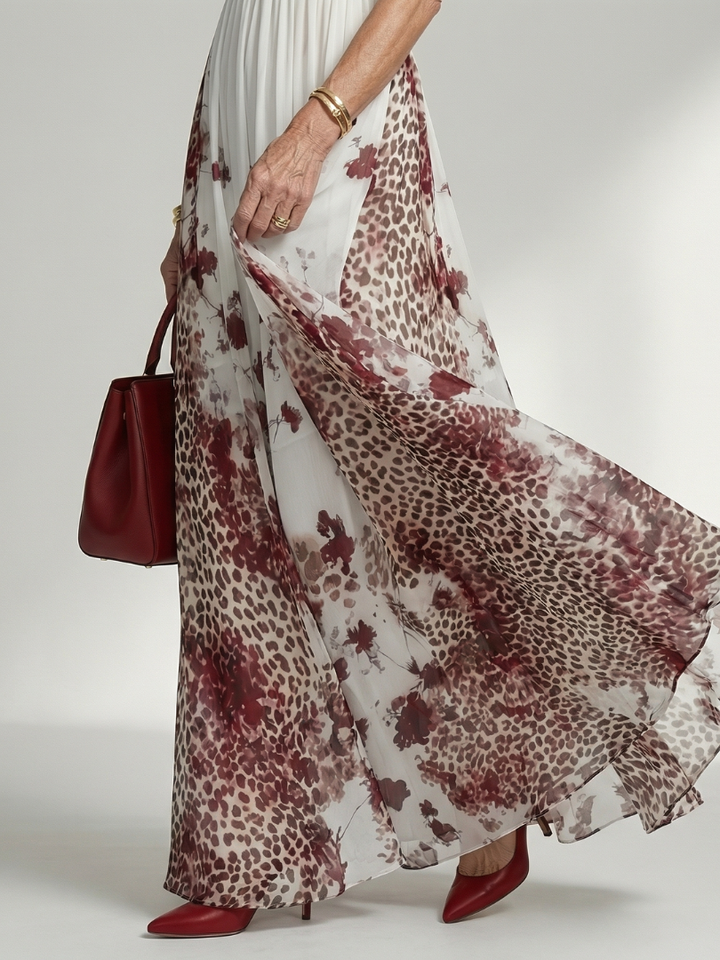 Orlune | Vestido Maxi Plisado Blanco