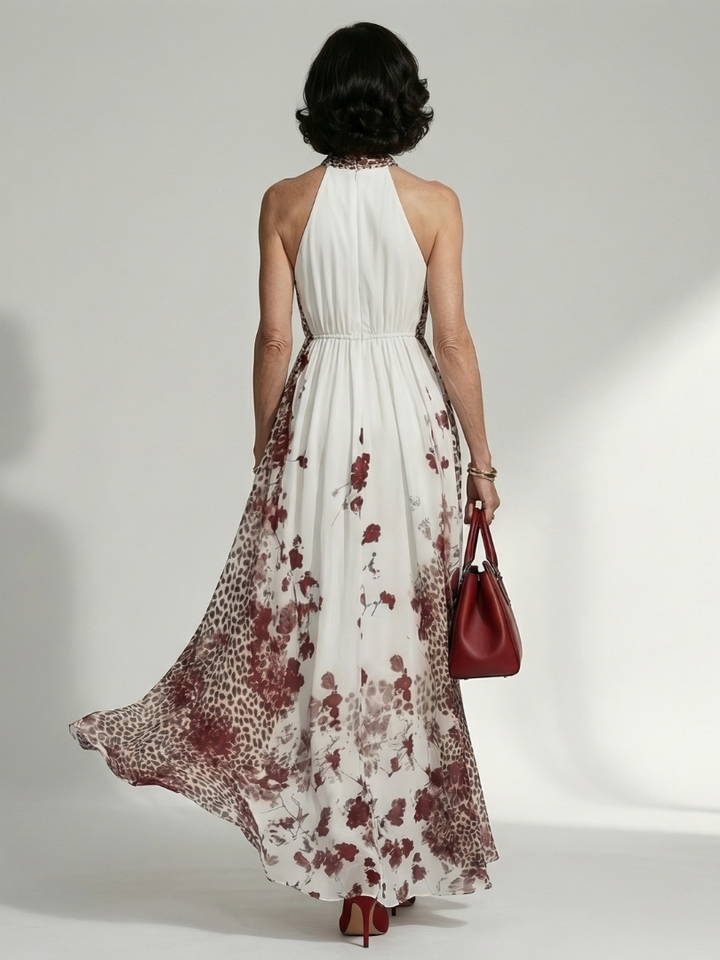 Orlune | Vestido Maxi Plisado Blanco
