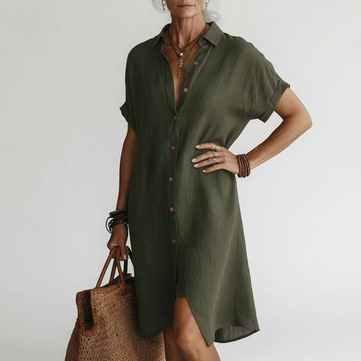 Timéa™ — Vestido camisero midi transpirable elegancia parisina