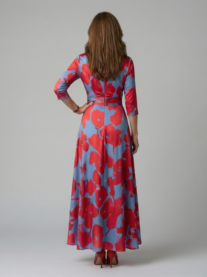 Celine | Vestido Midi Cruzado con Cuello
