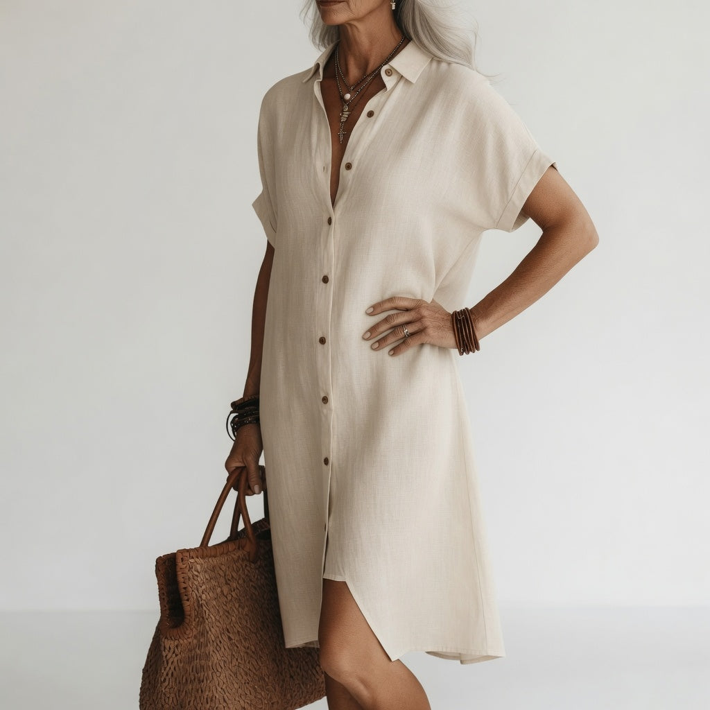 Timéa™ — Vestido camisero midi transpirable elegancia parisina