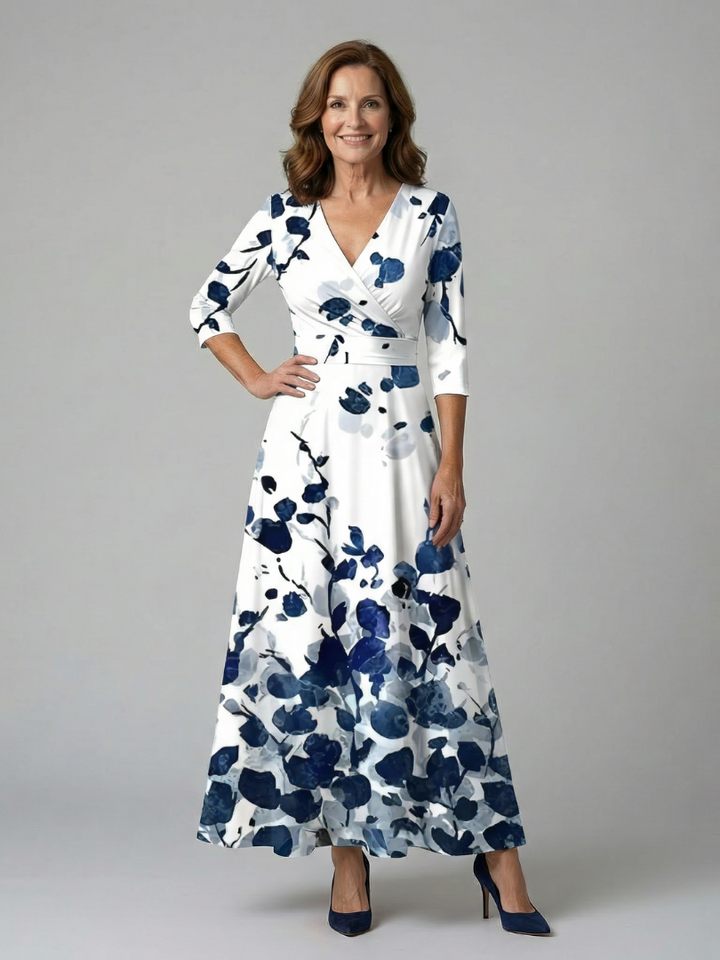 Celine | Vestido Midi Cruzado con Cuello