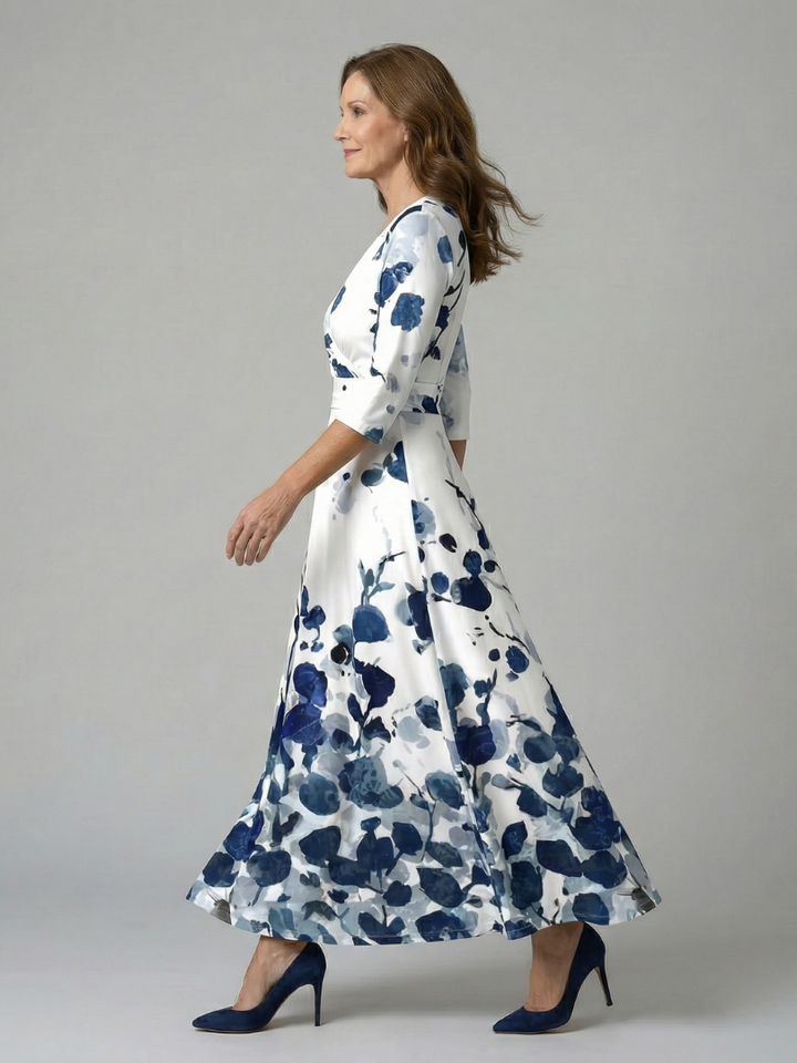 Celine | Vestido Midi Cruzado con Cuello