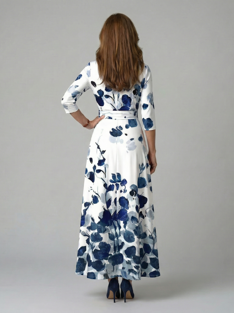 Celine | Vestido Midi Cruzado con Cuello