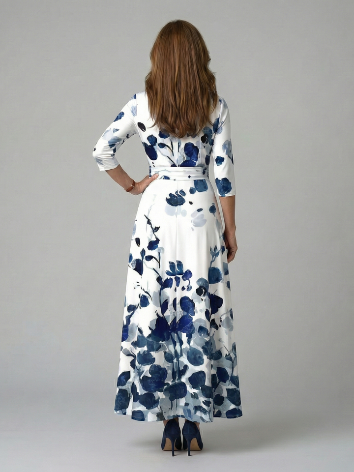 Celine | Vestido Midi Cruzado con Cuello