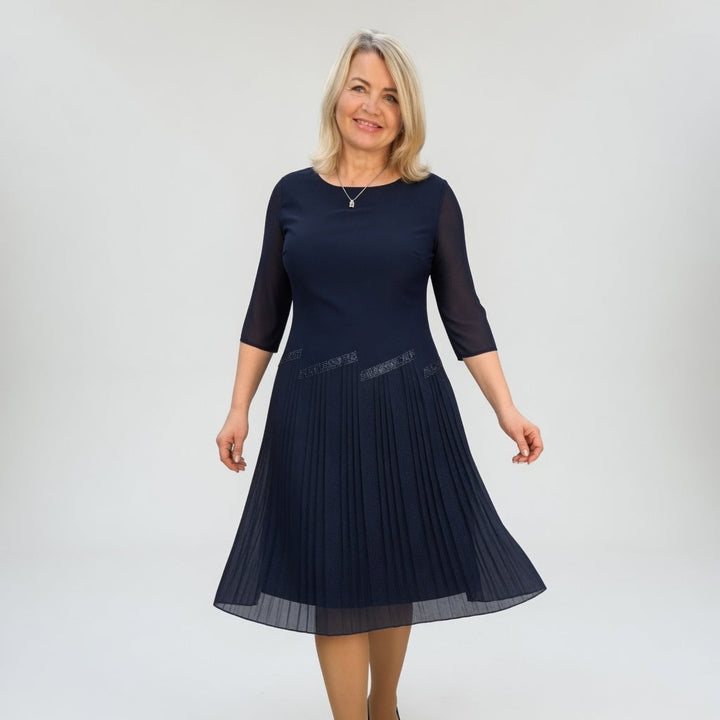 Christèle™ — Vestido midi plisado elegancia sofisticada