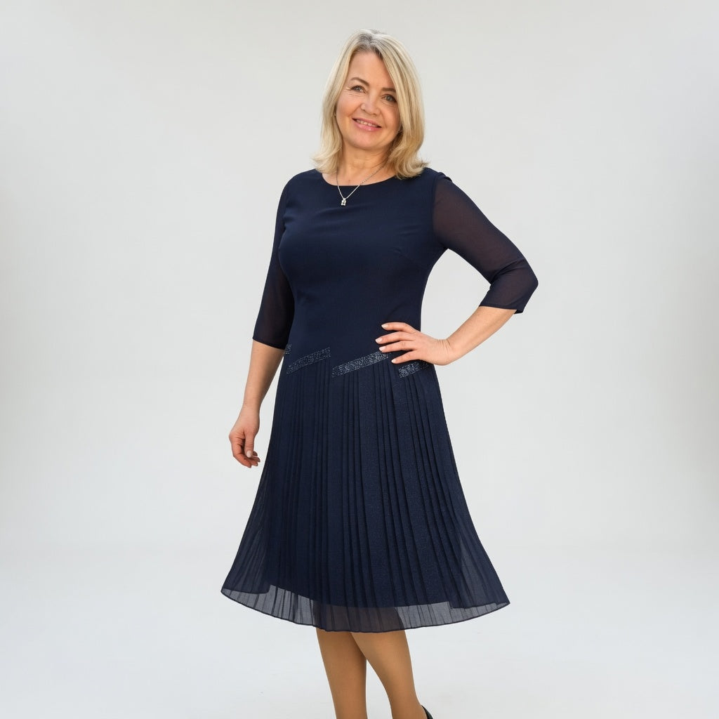 Christèle™ — Vestido midi plisado elegancia sofisticada