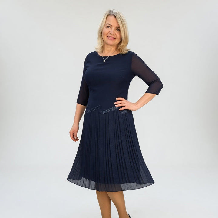 Christèle™ — Vestido midi plisado elegancia sofisticada
