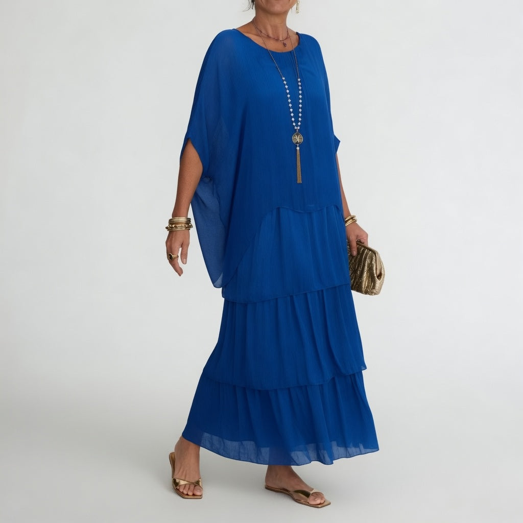 Émeline™ — Vestido maxi fluido con volantes bohemios