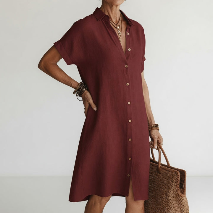 Évanélie™ — Vestido camisero midi premium transpirable estilo parisino
