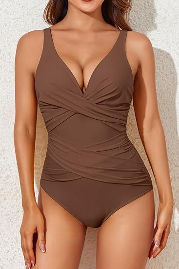 Maillot de Baño Mujer Esculpe – Escote en V Drapado, Efecto Adelgazante