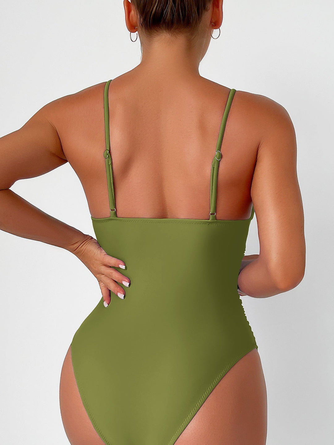 Bañador Entero Modelador con Escote en V y Finas Tirantes