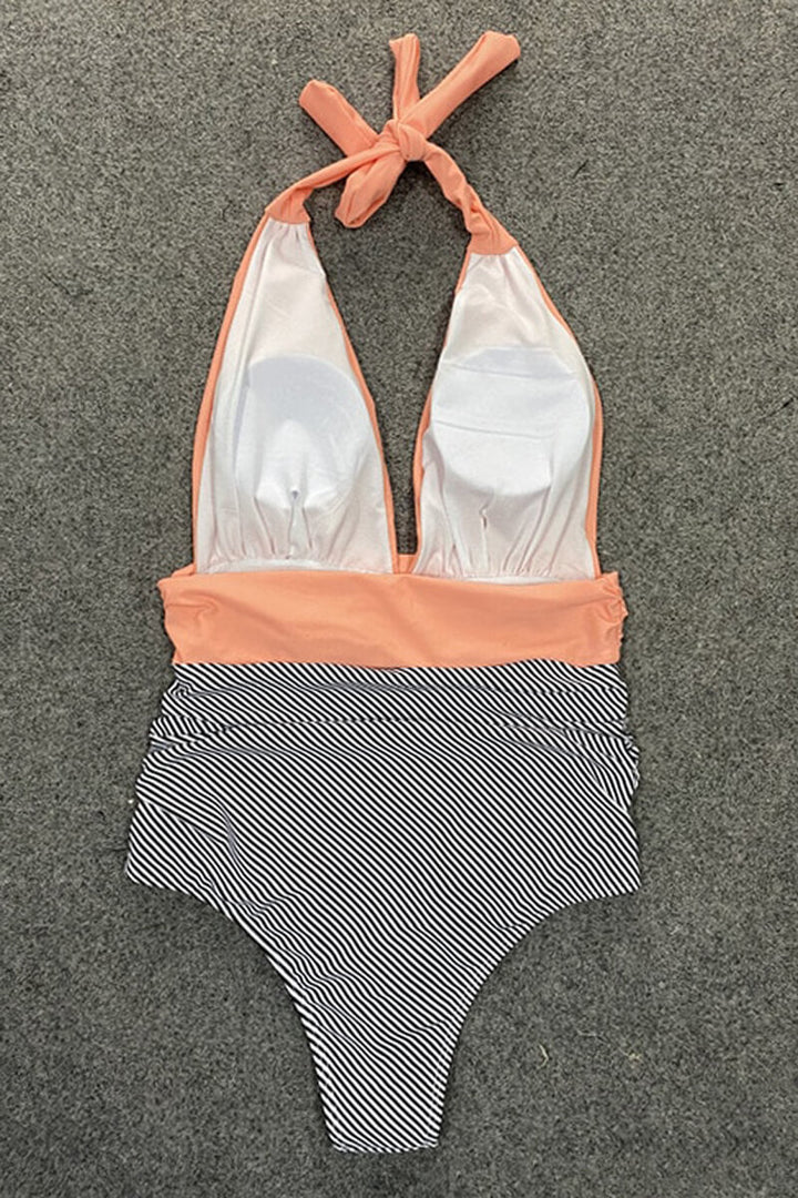 Maillot de Baño Una Pieza Verano a Rayas Bicolores