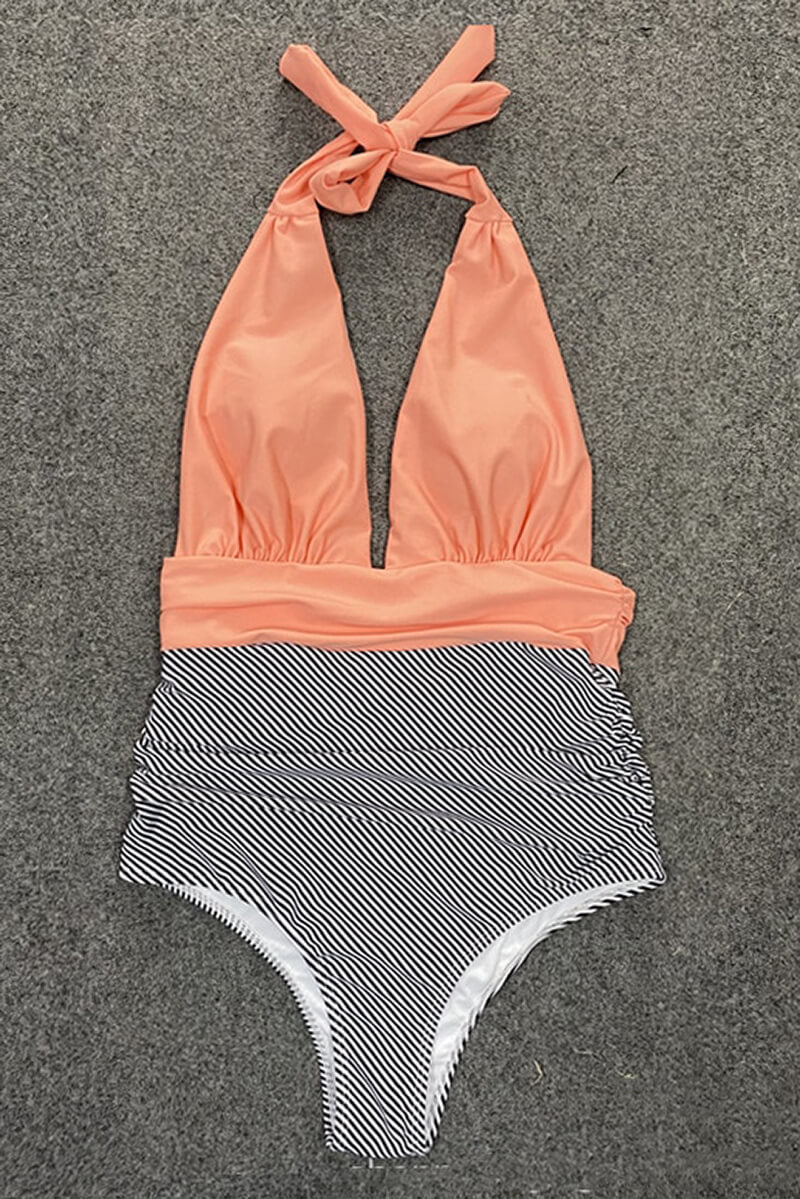 Maillot de Baño Una Pieza Verano a Rayas Bicolores