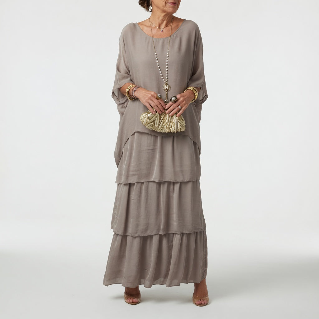 Émeline™ — Vestido maxi fluido con volantes bohemios