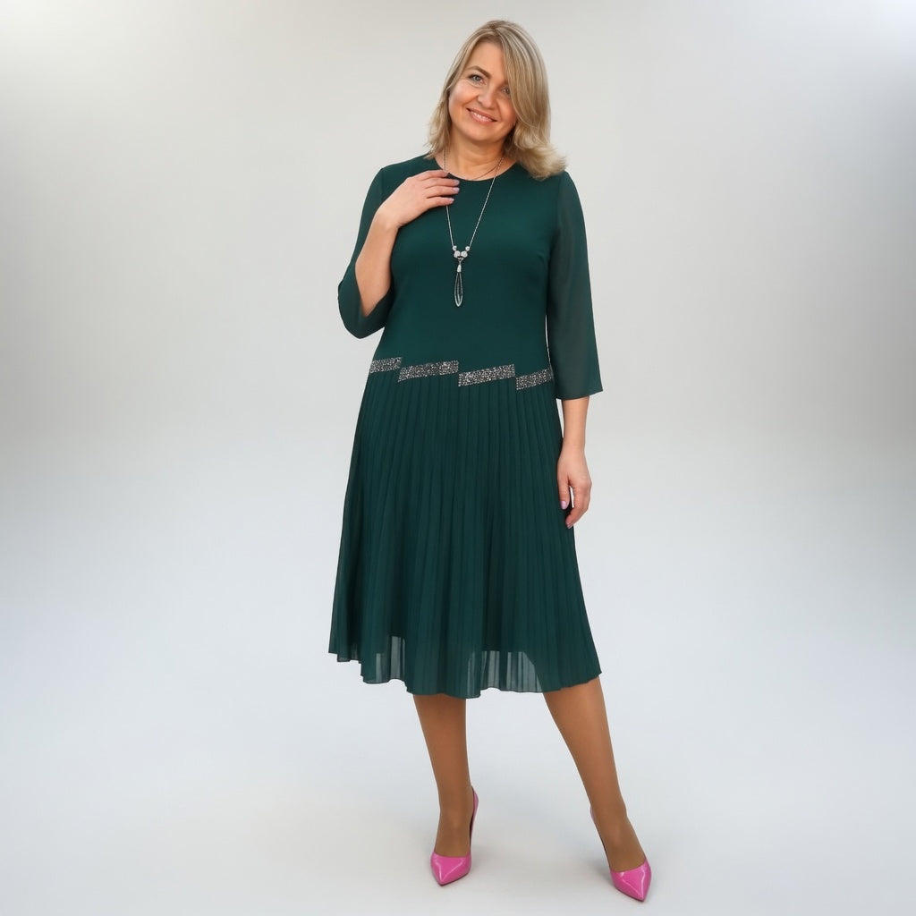 Christèle™ — Vestido midi plisado elegancia sofisticada