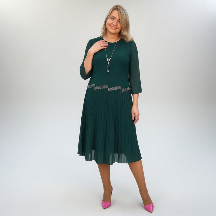 Christèle™ — Vestido midi plisado elegancia sofisticada