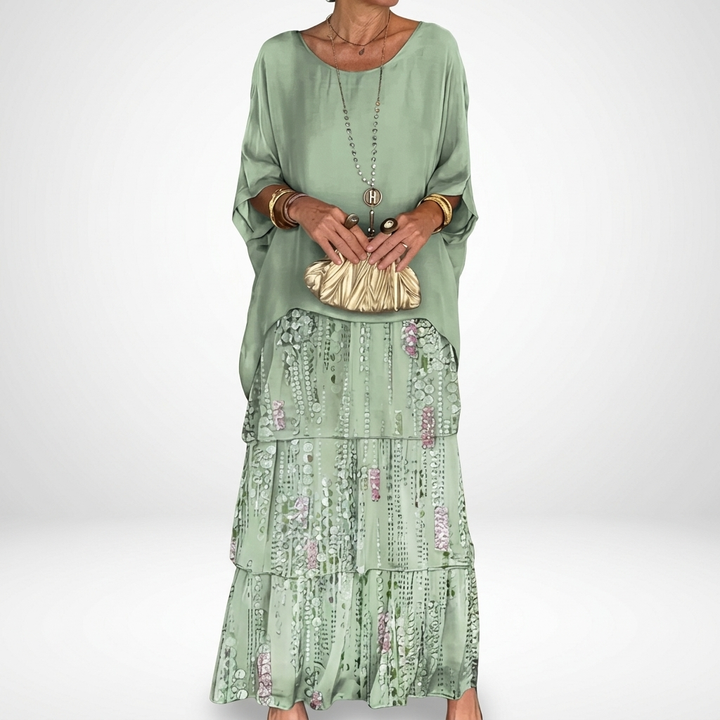 Émeline™ — Vestido maxi fluido con volantes bohemios