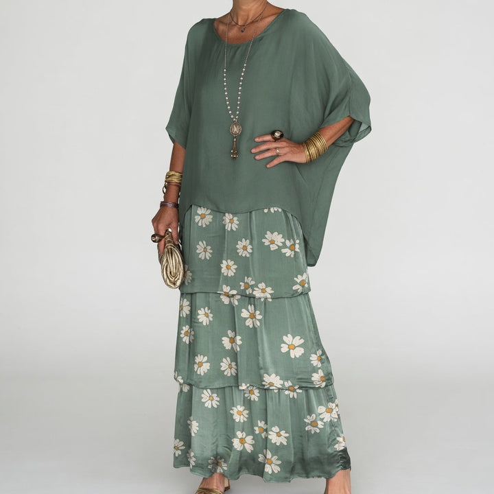 Émeline™ — Vestido maxi fluido con volantes bohemios