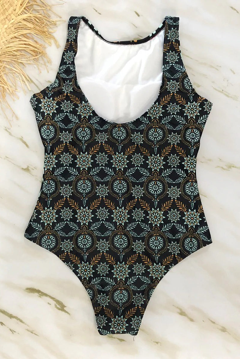 Bañador Entero con Impresión Boho y Cuello Alto