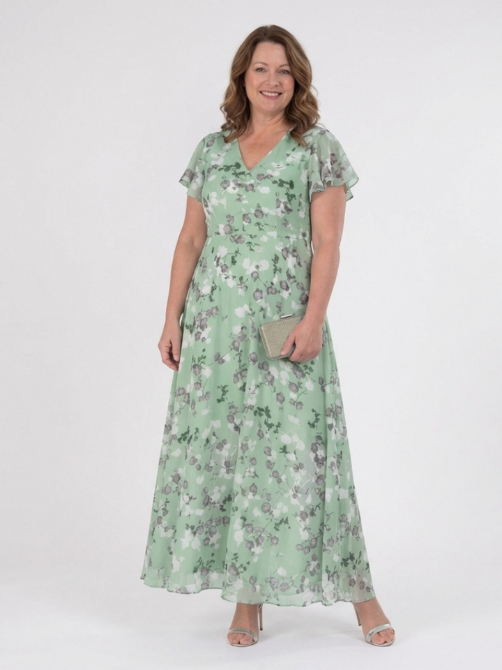 Ismeria | Vestido Maxi de Chiffon Floral