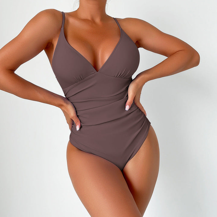 Bañador Entero Modelador con Escote en V y Finas Tirantes