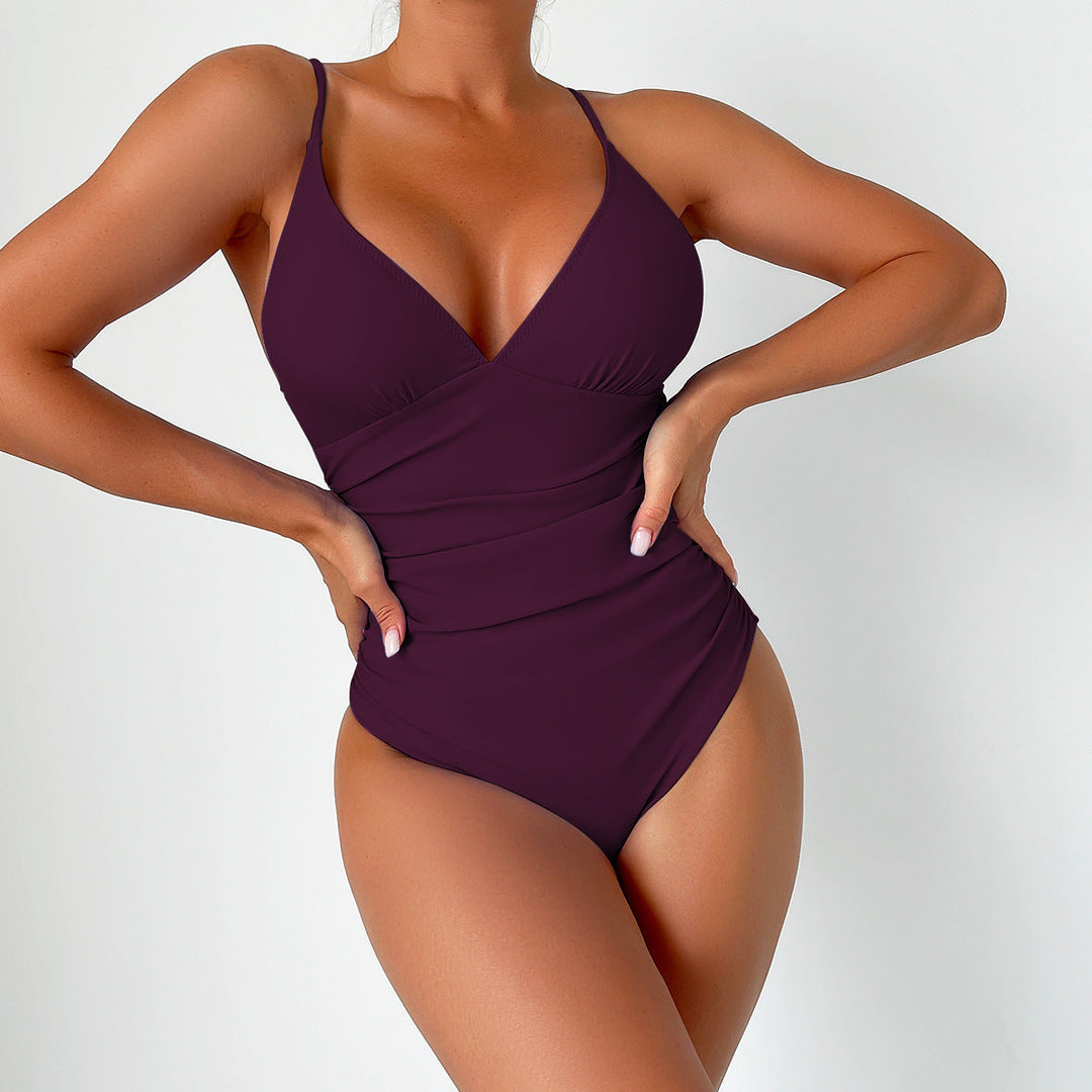 Bañador Entero Modelador con Escote en V y Finas Tirantes