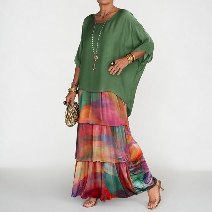 Émeline™ — Vestido maxi fluido con volantes bohemios
