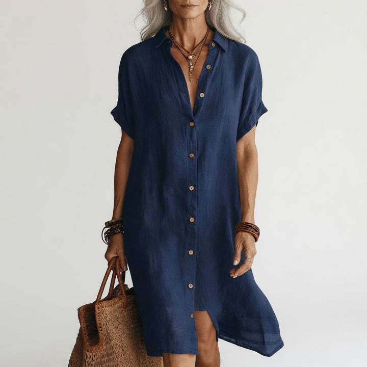 Évanélie™ — Vestido camisero midi premium transpirable estilo parisino