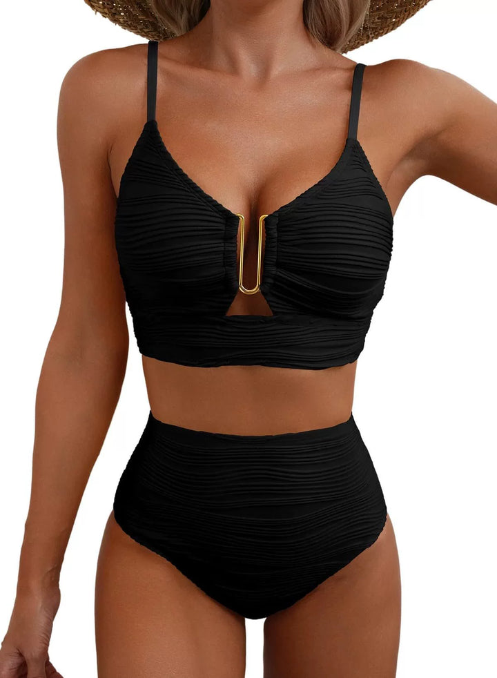 Conjunto de Bikini de Cintura Alta Golden U-Link