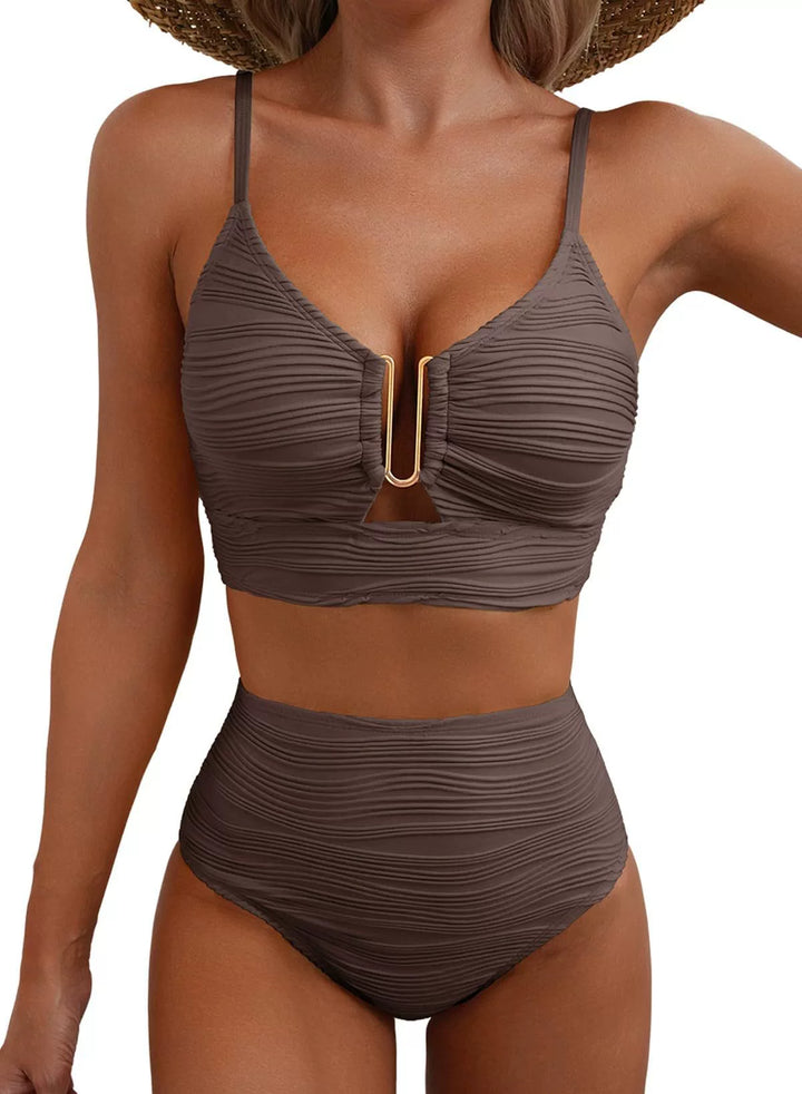 Conjunto de Bikini de Cintura Alta Golden U-Link