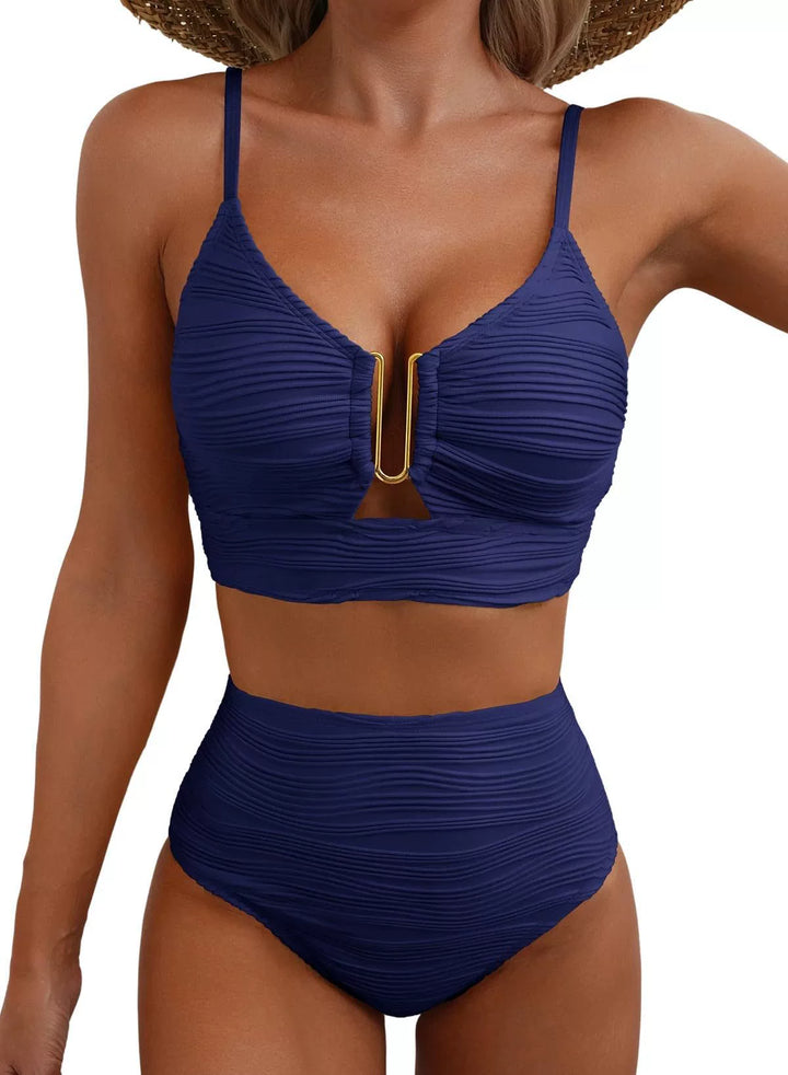 Conjunto de Bikini de Cintura Alta Golden U-Link