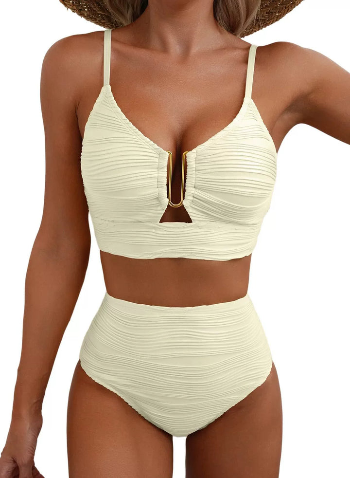 Conjunto de Bikini de Cintura Alta Golden U-Link