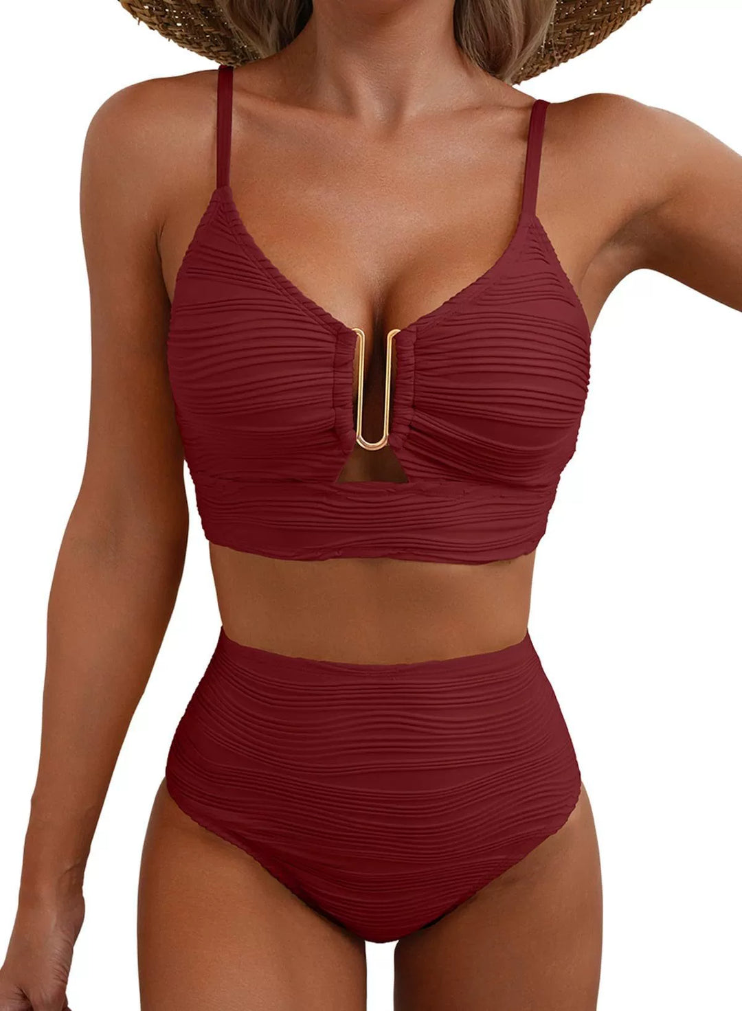 Conjunto de Bikini de Cintura Alta Golden U-Link