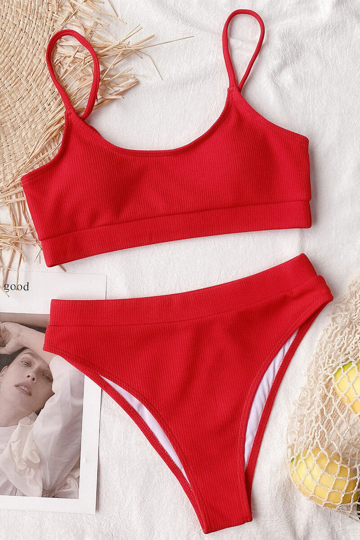Bikini de Costas con Top de Banda y Braguita de Cintura Alta