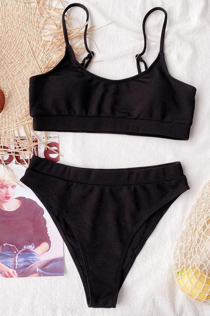 Bikini de Costas con Top de Banda y Braguita de Cintura Alta